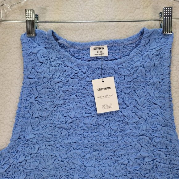 NWT Cotton On Blue Stretch Scrunchie Y2K Style Sleeveless Sexy Crop Top - Picture 3 of 12